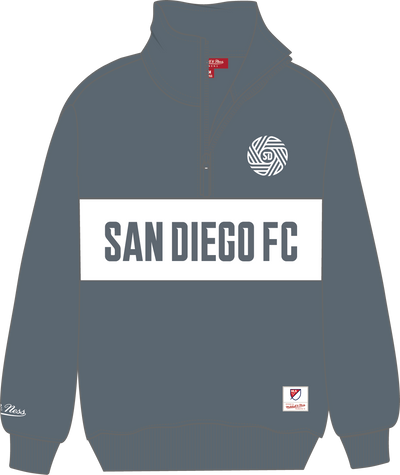 Mitchell & Ness Women's San Diego FC Light Grey Thunderstorm Head Coach Quarter-Zip Zip Pullover
