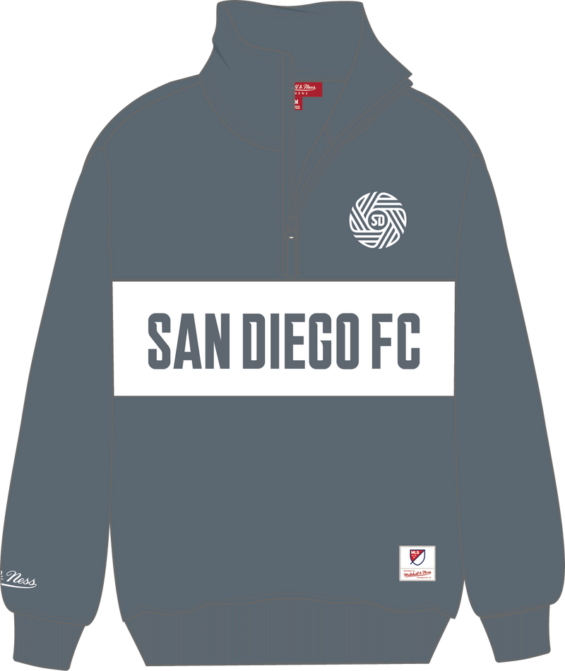 Mitchell & Ness Women's San Diego FC Light Grey Thunderstorm Head Coach Quarter-Zip Zip Pullover