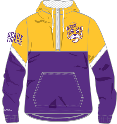 Mitchell & Ness Louisiana State University Purple Tie Breaker Lightweight Windbreaker Anorak Jacket LSU Tigers