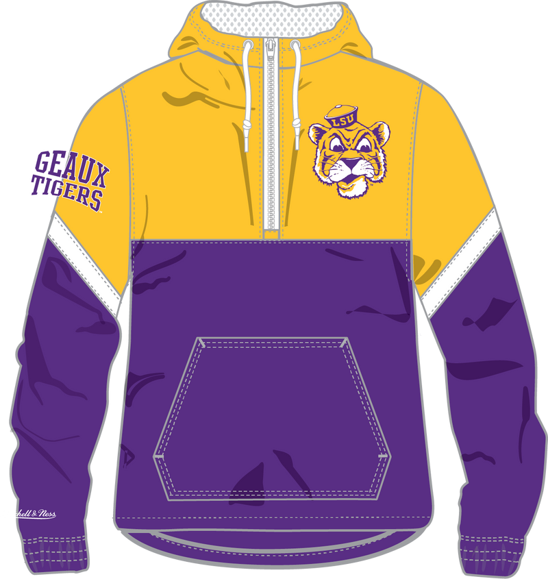 Mitchell & Ness Louisiana State University Tigers Purple Tie Breaker Lightweight Windbreaker Anorak Jacket