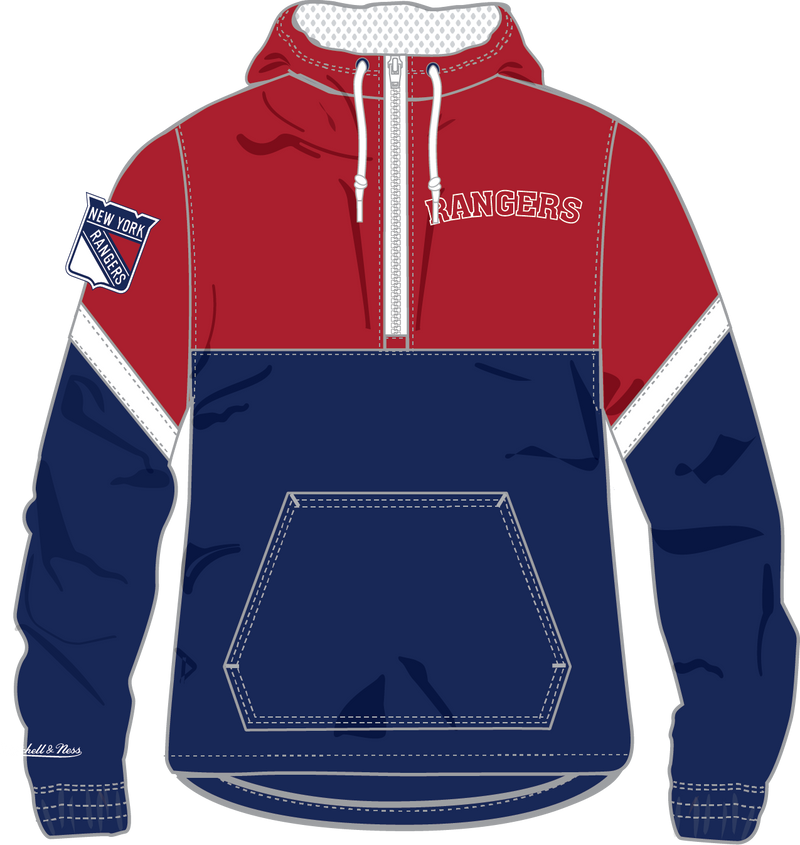 Mitchell & Ness New York Rangers Royal Tie Breaker Lightweight Windbreaker Anorak Jacket