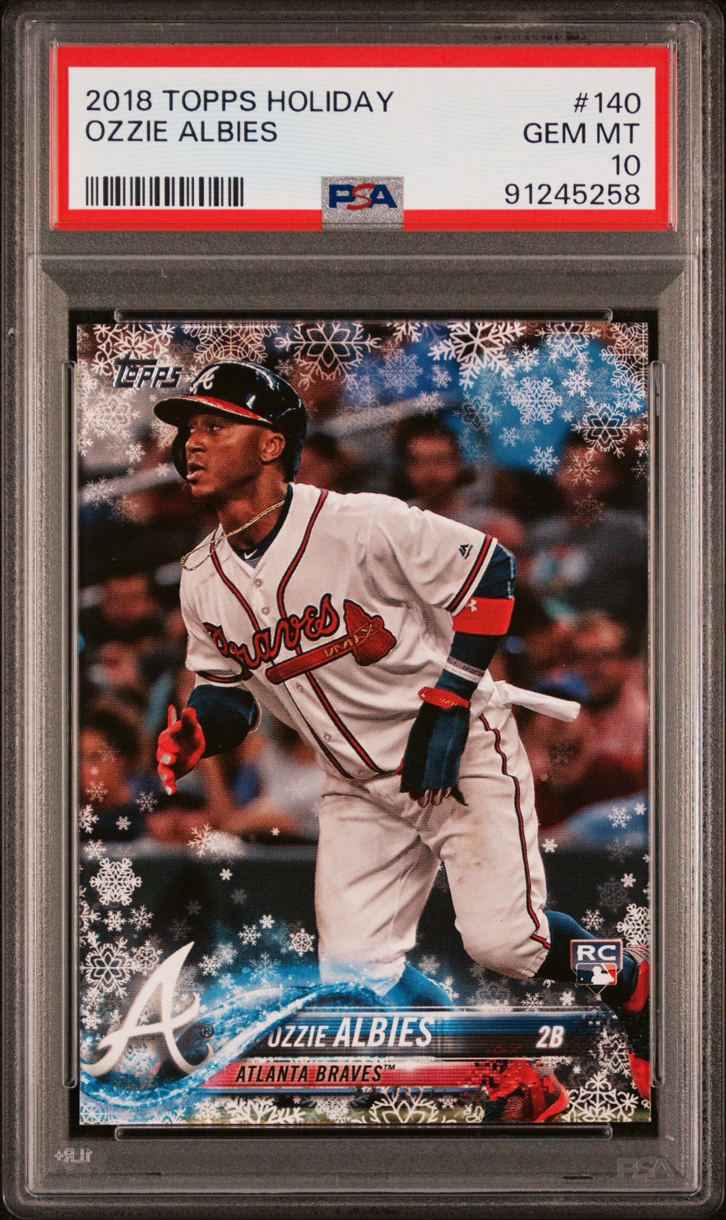 2018 Topps Holiday #HMW140 Ozzie Albies Snowflake PSA 10