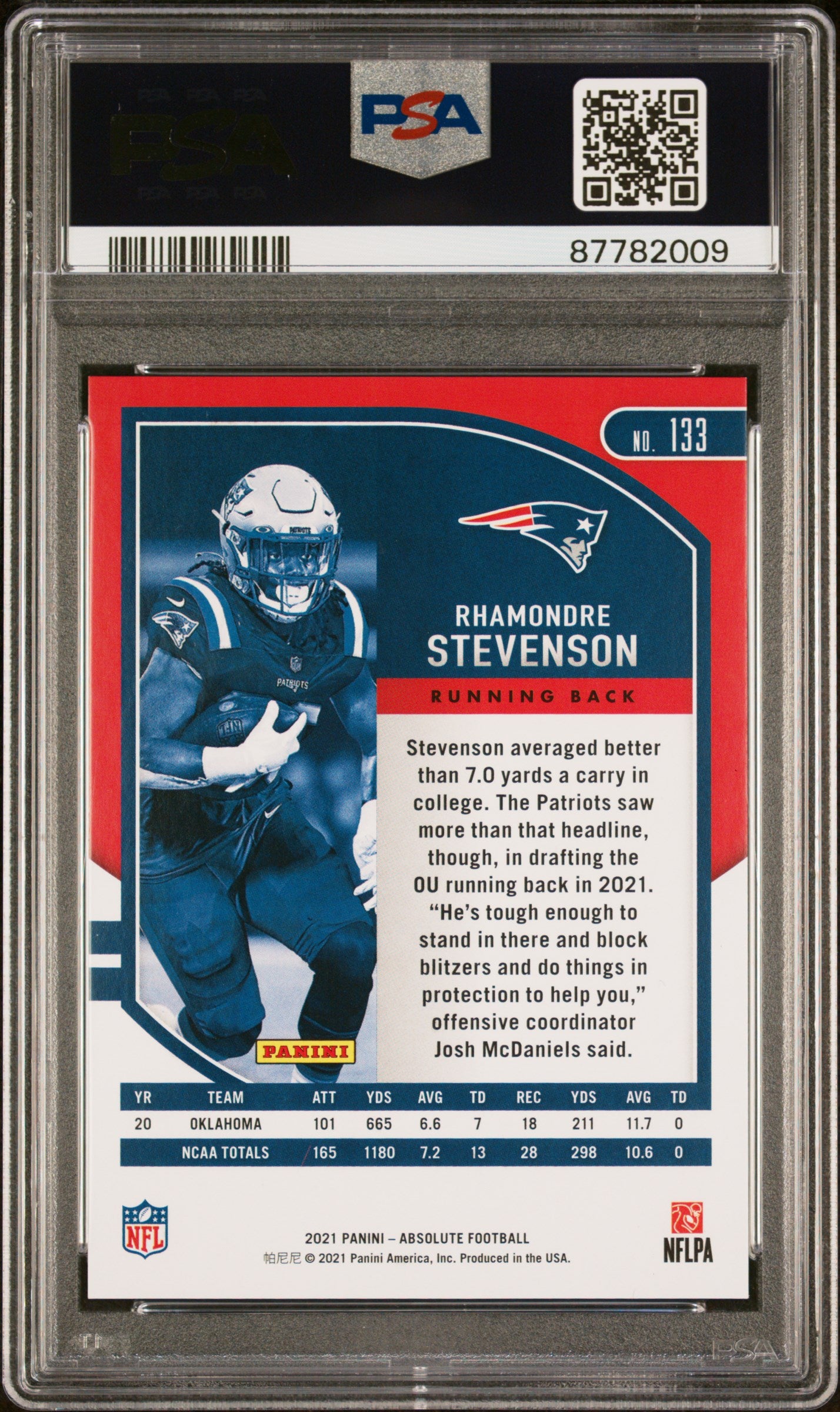 2021 Panini Absolute Orange Mosaic Rhamondre Stevenson #133 RC /199 PSA 10