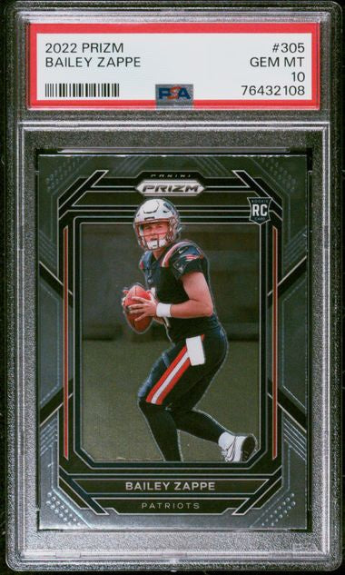 2022 Panini Prizm #305 Bailey Zappe PSA 10