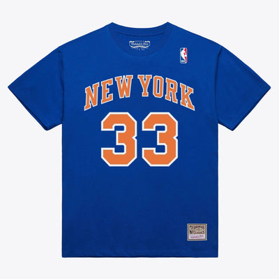 Mitchell & Ness Patrick Ewing New York Knicks Blue Name & Number T-Shirt