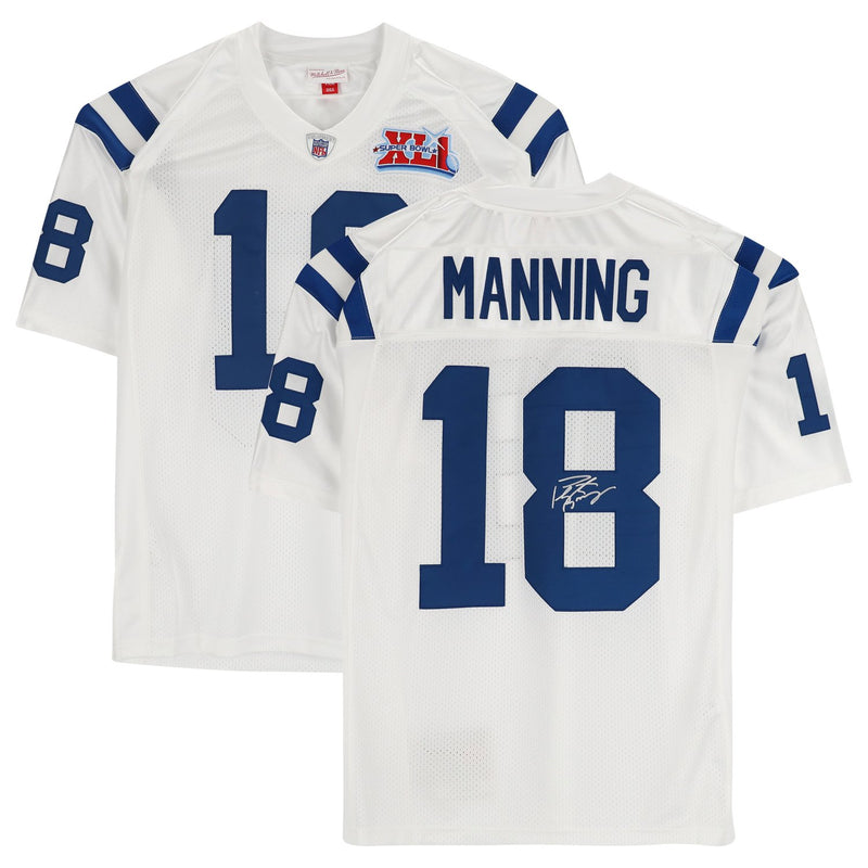 Peyton Manning Indianapolis Colts Fanatics Authentic Autographed Mitchell & Ness 2006 Super Bowl Patch White Authentic Jersey