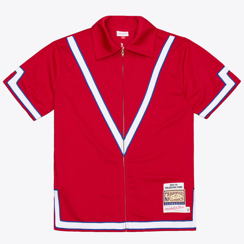Mitchell & Ness Philadelphia 76ers 1969–70 Red Authentic Full-Zip Warm-Up Shirt