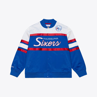 Mitchell & Ness Philadelphia 76ers Royal Head Coach Lightweight Satin Full-Snap Jacket