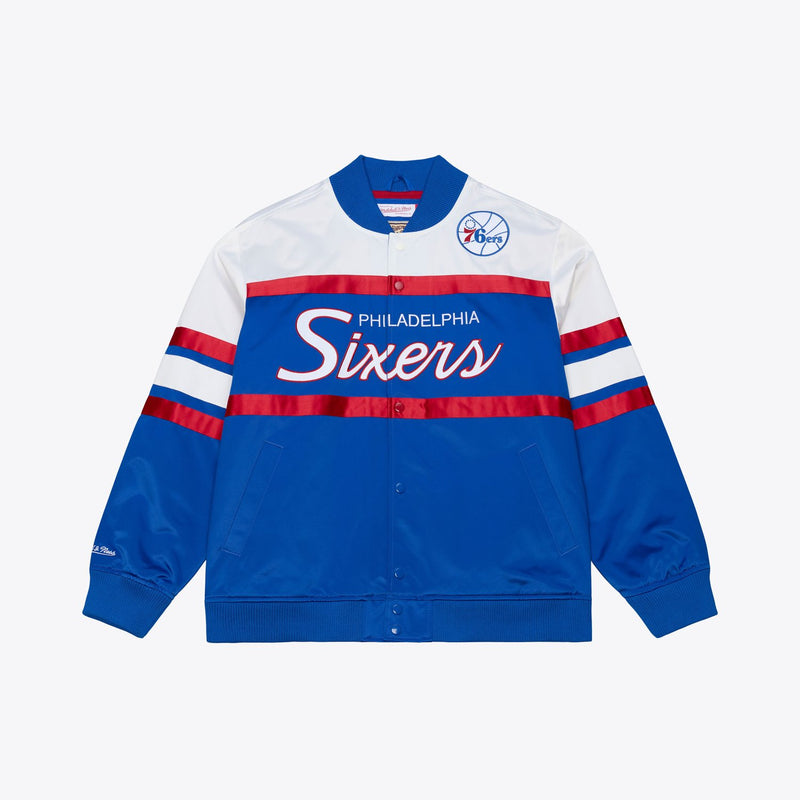 Mitchell & Ness Philadelphia 76ers Royal Head Coach Lightweight Satin Full-Snap Jacket