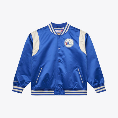 Mitchell & Ness Philadelphia 76ers Royal Retro Roots Lightweight Satin Full-Snap Jacket