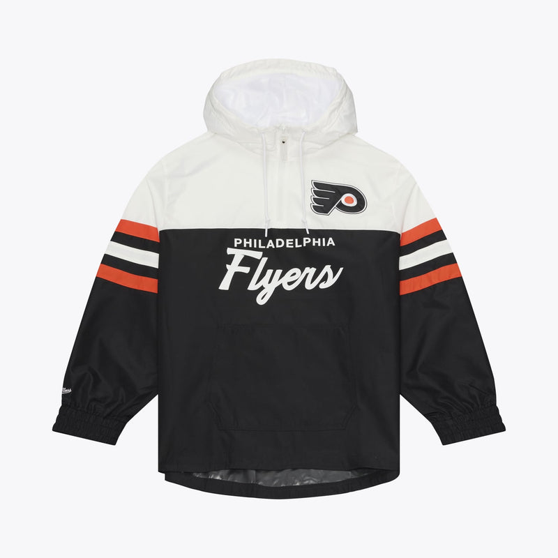 Mitchell & Ness Philadelphia Flyers Black Head Coach Lightweight Anorak Quarter-Zip Windbreaker