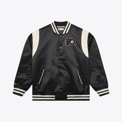 Mitchell & Ness Philadelphia Flyers Black Retro Roots Lightweight Satin Full-Snap Jacket