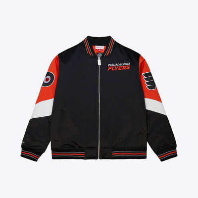 Mitchell & Ness Philadelphia Flyers Black Throwback Current Heavyweight Satin Full-Zip Jacket