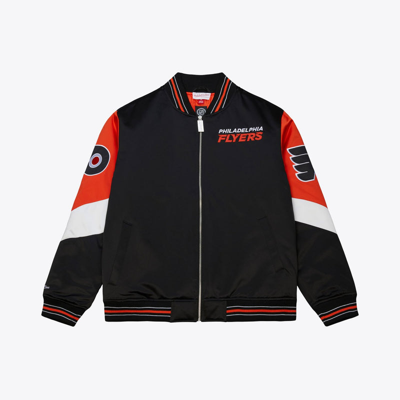 Mitchell & Ness Philadelphia Flyers Black Throwback Current Heavyweight Satin Full-Zip Jacket