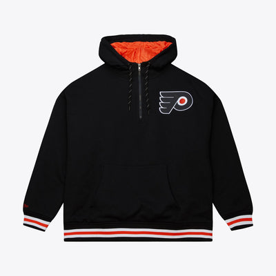 Mitchell & Ness Philadelphia Flyers Black Throwback Quilted Fleece Quarter-Zip Hoodie