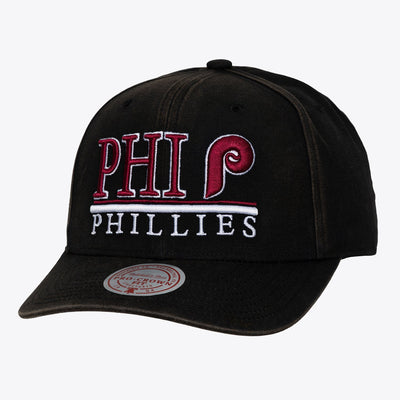 Mitchell & Ness Philadelphia Phillies Black Cooperstown Trumble Pro Crown Snapback Hat