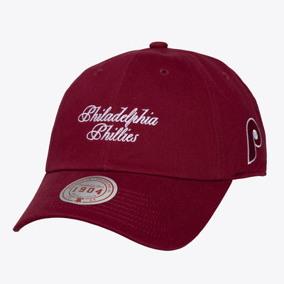 Mitchell & Ness Philadelphia Phillies Burgundy Cooperstown Script 1904 Dad Adjustable Hat