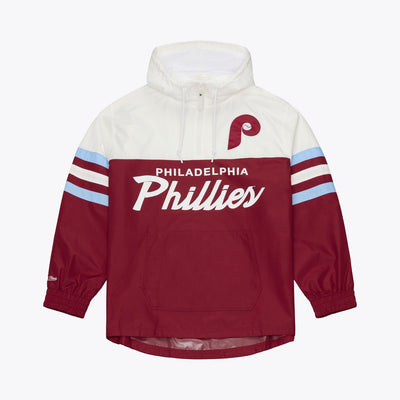 Mitchell & Ness Philadelphia Phillies Burgundy Head Coach Lightweight Anorak Quarter-Zip Windbreaker