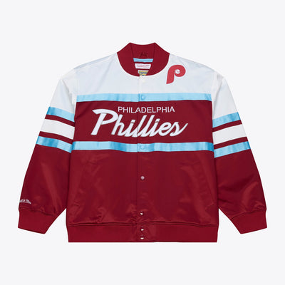Mitchell & Ness Philadelphia Phillies Burgundy Head Coach Lightweight Satin Full-Snap Jacket