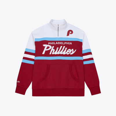 Mitchell & Ness Philadelphia Phillies Burgundy Head Coach Quarter-Zip Pullover