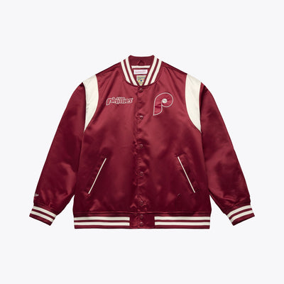 Mitchell & Ness Philadelphia Phillies Burgundy Retro Roots Lightweight Satin Full-Snap Jacket
