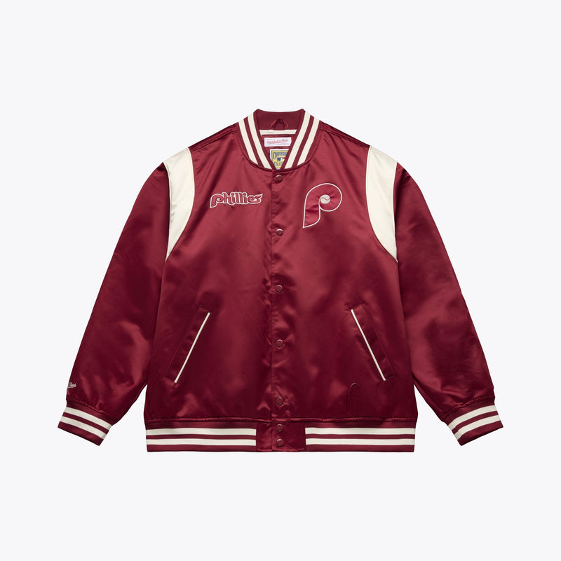 Mitchell & Ness Philadelphia Phillies Burgundy Retro Roots Lightweight Satin Full-Snap Jacket