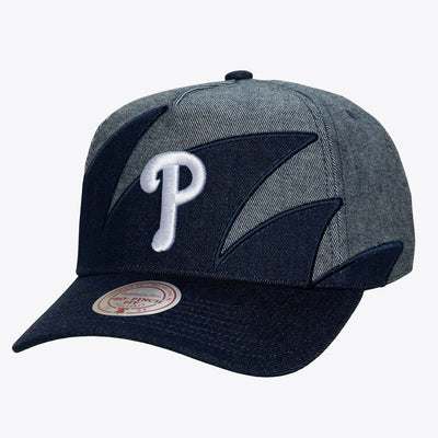 Mitchell & Ness Philadelphia Phillies Navy Sharktooth Pro Pinch Snapback