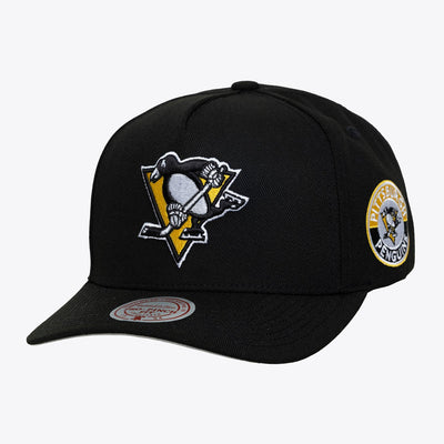 Mitchell & Ness Pittsburgh Penguins Black Double Clutch Pro Pinch Snapback Hat