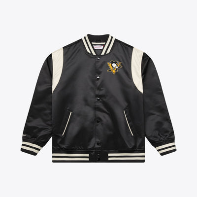 Mitchell & Ness Pittsburgh Penguins Black Retro Roots Lightweight Satin Full-Snap Jacket