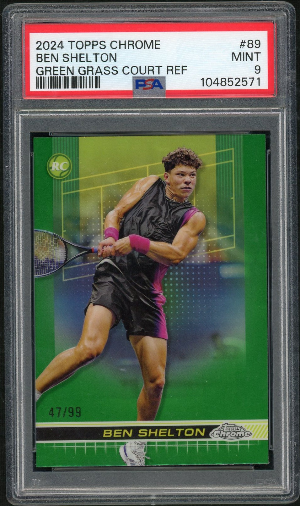 2024 Topps Chrome Tennis #89 Ben Shelton Green Grass Court Refractor PSA 9