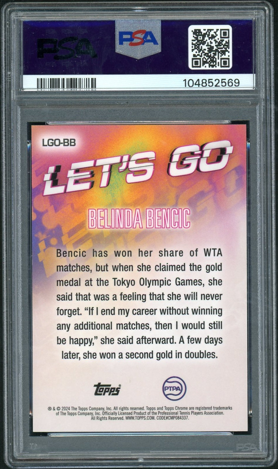 2024 Topps Chrome Let's Go Belinda Bencic #LGO-BB PSA 10