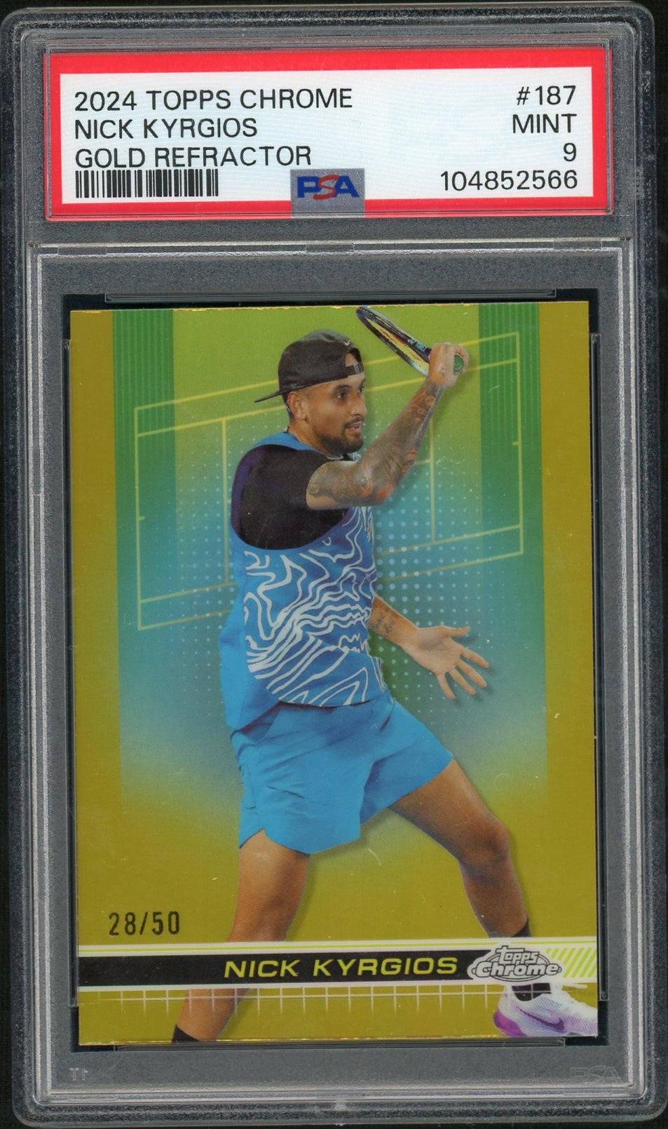 2024 Topps Chrome Tennis #187 Nick Kyrgios Gold Refractor PSA 9