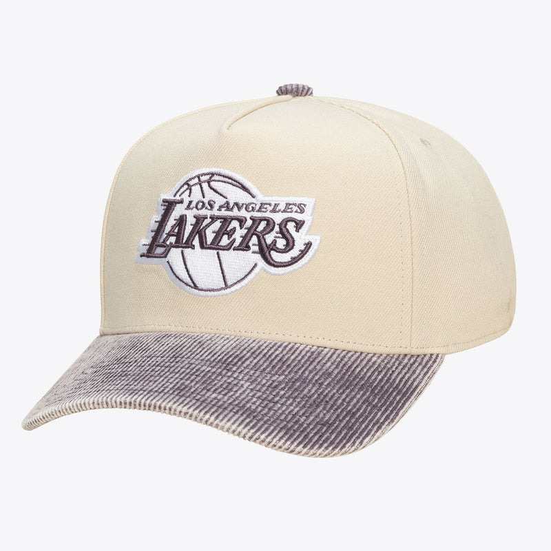 Los Angeles Lakers Mitchell & Ness Unisex Faded Pro Snapback Hat - Cream/Purple