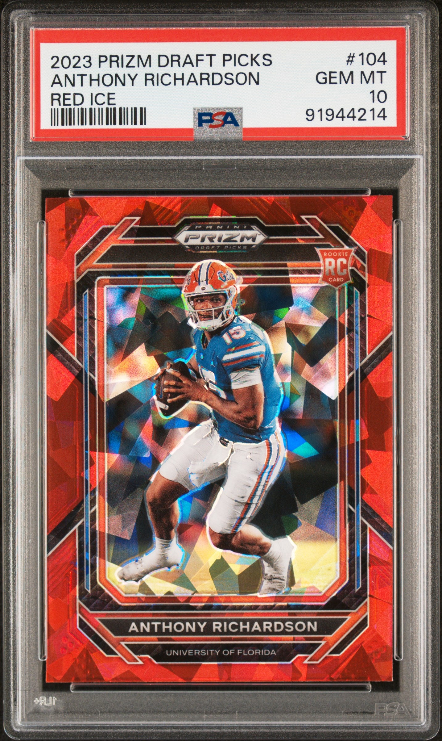 2023 Panini Prizm Draft Picks Red Ice Anthony Richardson Rookie RC PSA 10