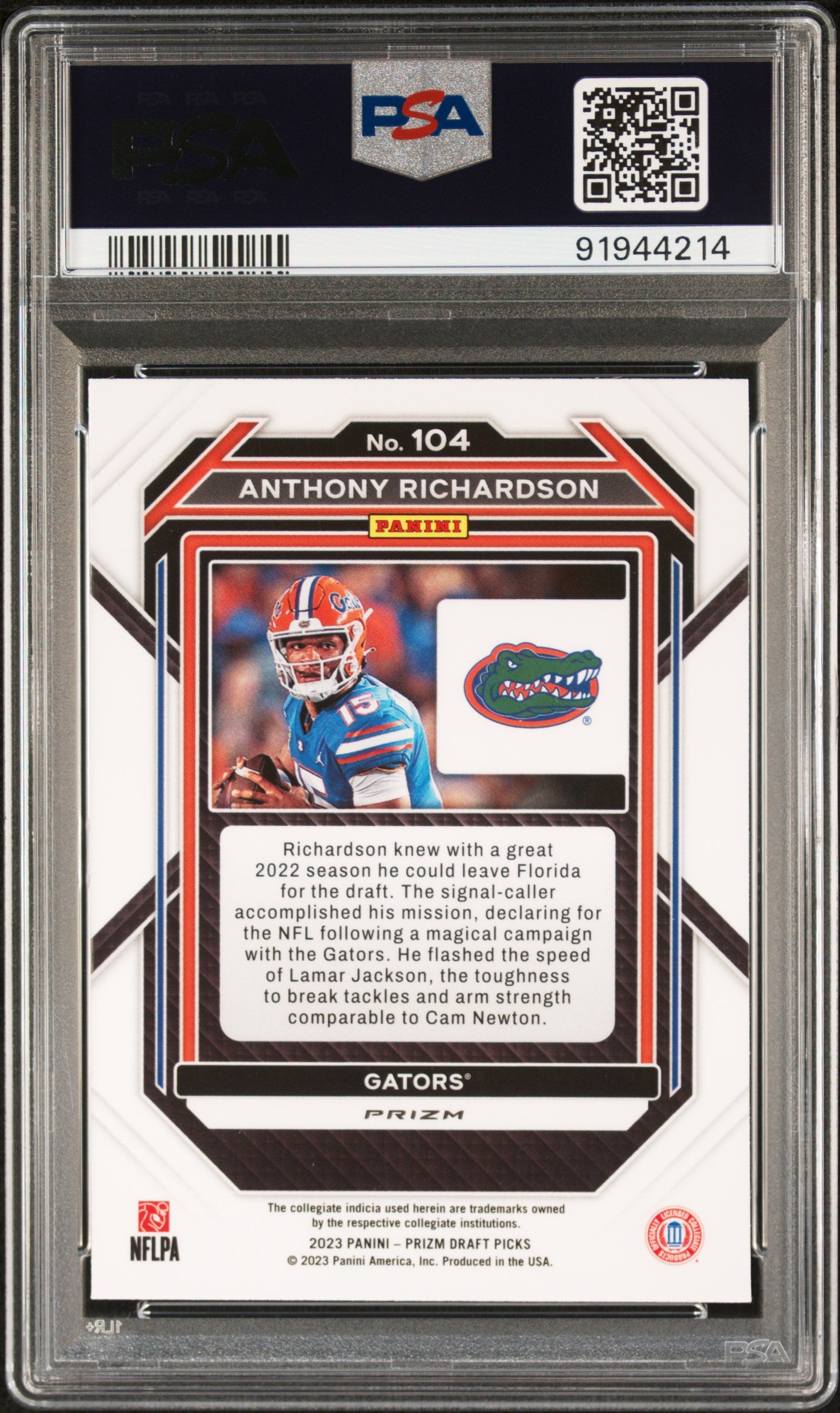 2023 Panini Prizm Draft Picks Red Ice Anthony Richardson Rookie RC PSA 10