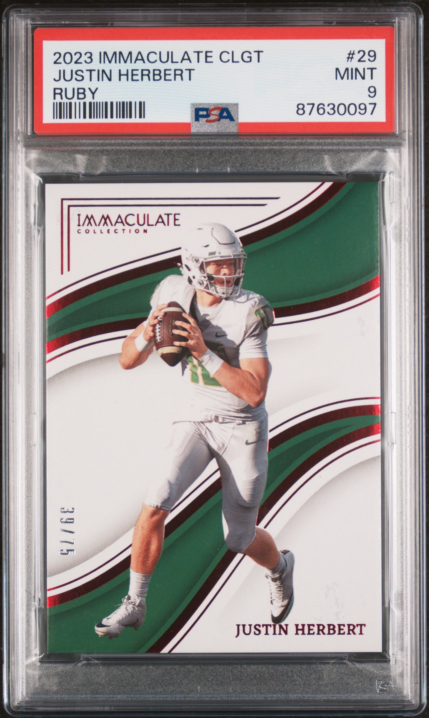 2023 Panini Immaculate Ruby Justin Herbert #29 /15 PSA 9