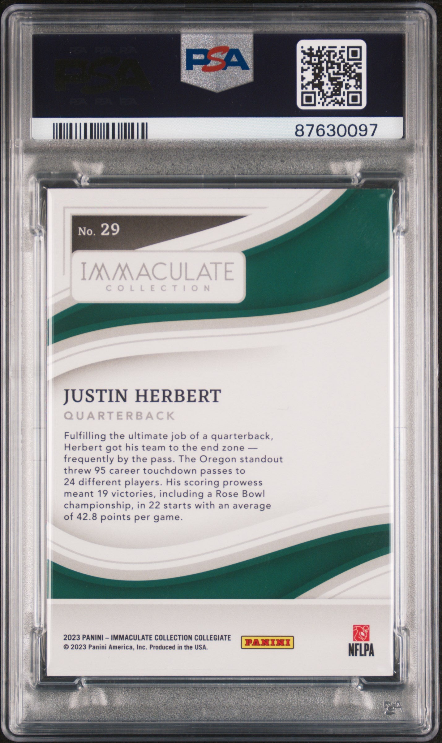 2023 Panini Immaculate Ruby Justin Herbert #29 /15 PSA 9