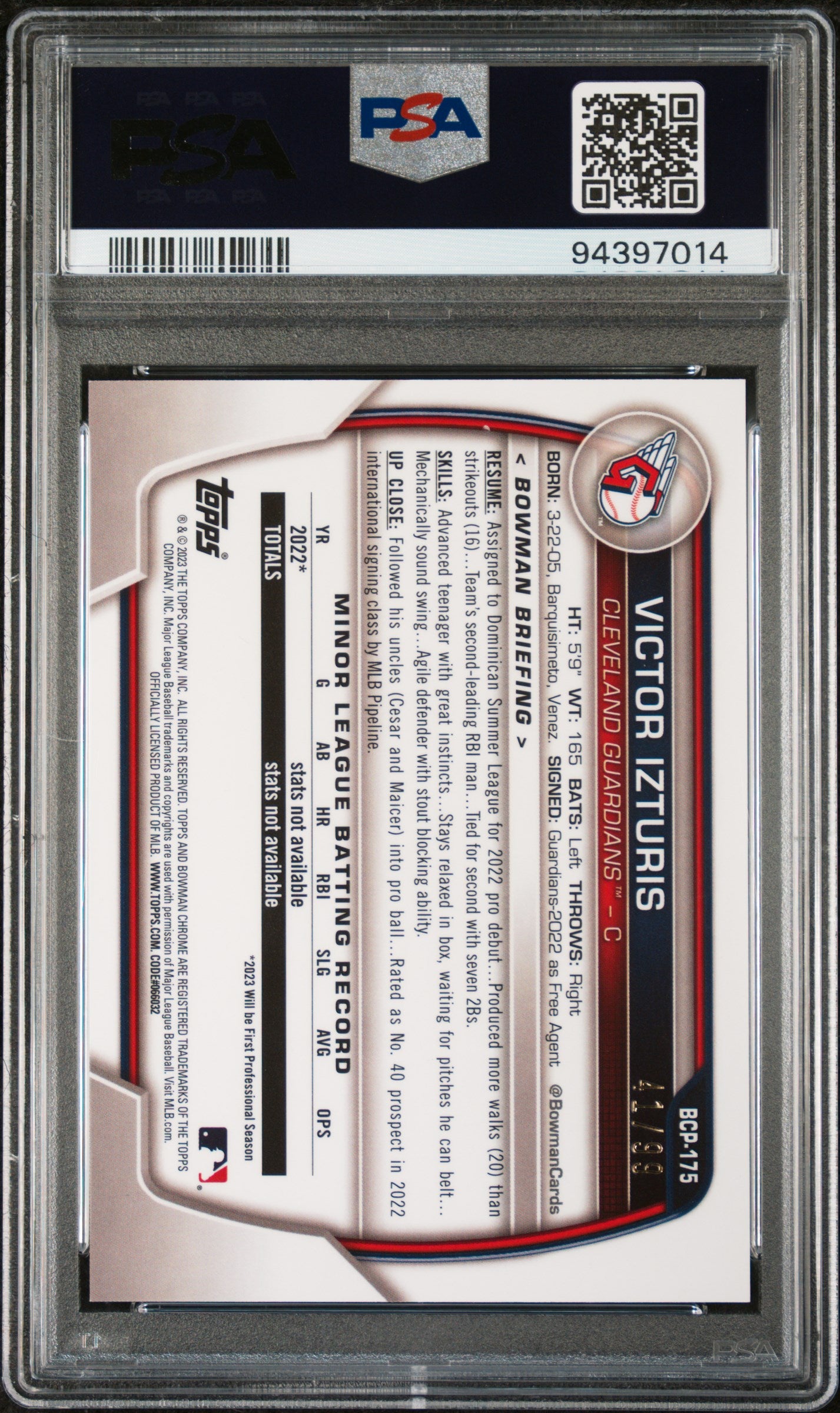 2023 Bowman Mega Box Chrome Green Victor Izturis /99 #175 PSA 10