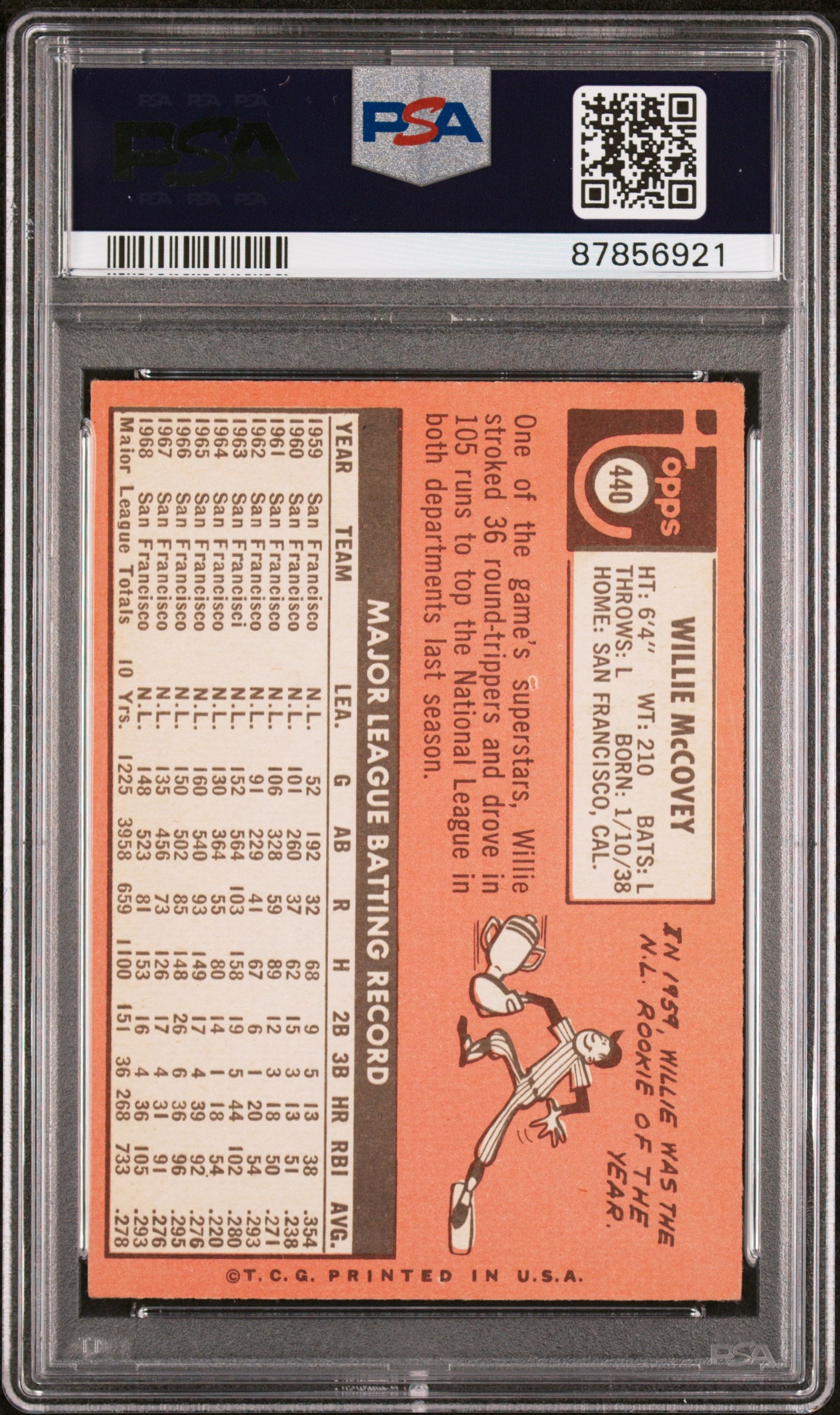 1969 Topps #440A Willie Mccovey Last Name In Yellow PSA 4