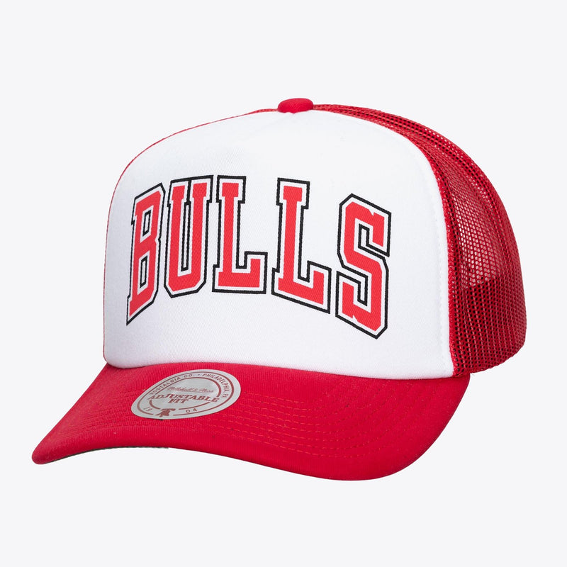 Mitchell & Ness Chicago Bulls White/Red Print It Trucker Adjustable Hat
