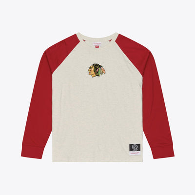 Mitchell & Ness Chicago Blackhawks Cream/Red Retro Roots Premium Long Sleeve T-Shirt