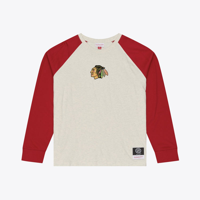 Mitchell & Ness Chicago Blackhawks Cream/Red Retro Roots Premium Long Sleeve T-Shirt