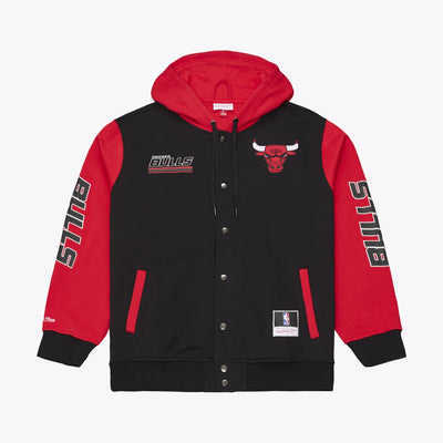 Mitchell & Ness Chicago Bulls Black/Red Triple Check Fleece Full-Snap Jacket
