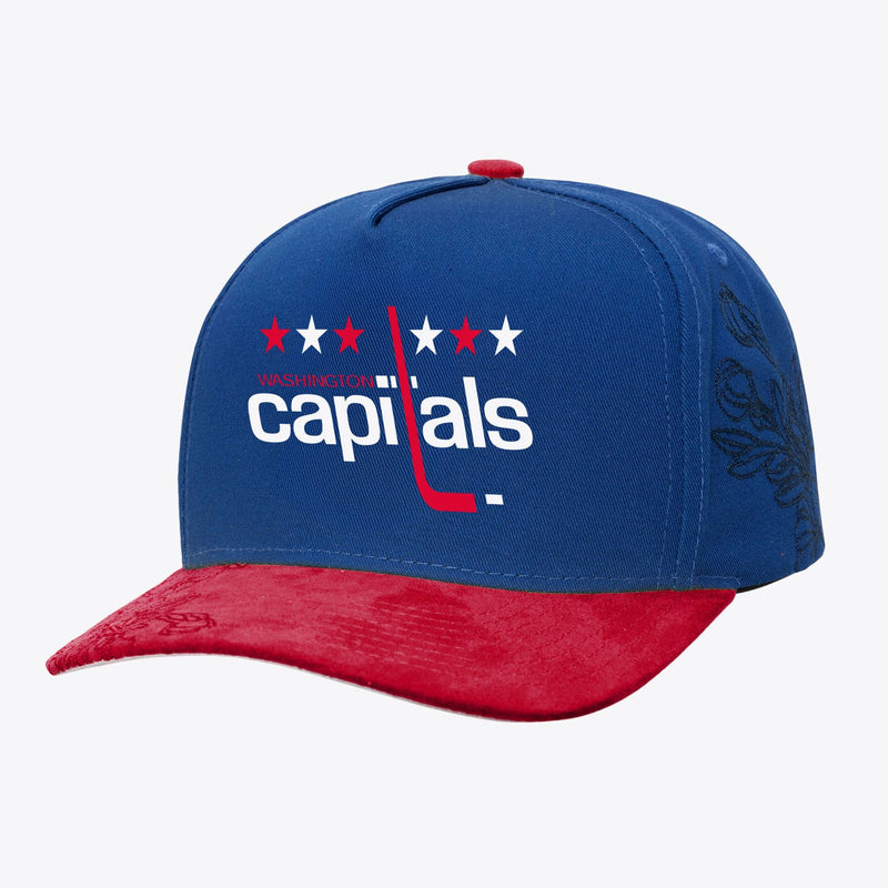 Washington Capitals Mitchell & Ness May Flowers Pro Crown Adjustable Hat - Blue/Red