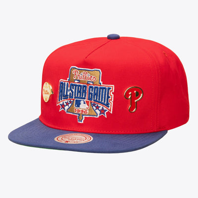 Mitchell & Ness Philadelphia Phillies 1996 MLB All-Star Game Red/Royal Cooperstown Pinner Deadstock Caddy Snapback Hat