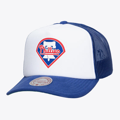 Mitchell & Ness Philadelphia Phillies White/Royal Cooperstown Print It Trucker Adjustable Hat