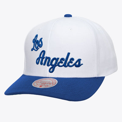 Mitchell & Ness Los Angeles Lakers White/Royal Hardwood Classics Team Two-Tone 2.0 Pro Crown Snapback