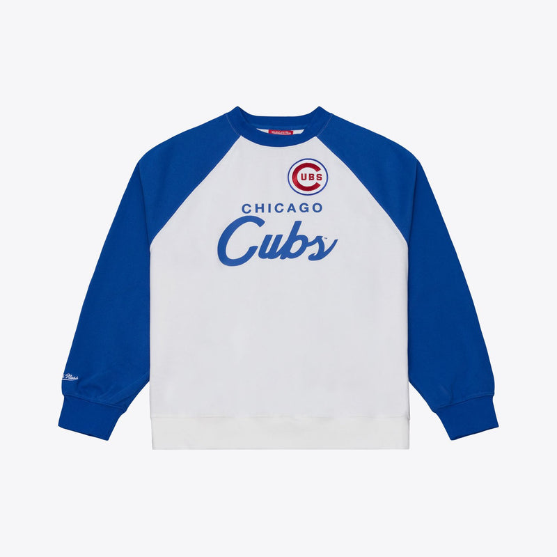 Mitchell & Ness Women's Chicago Cubs White/Royal Head Coach Lightweight Raglan Sweatshirt
