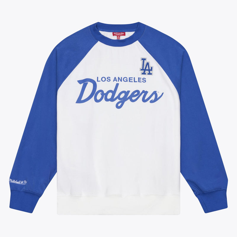 Mitchell & Ness Women's Los Angeles Dodgers White/Royal Head Coach Lightweight Raglan Sweatshirt