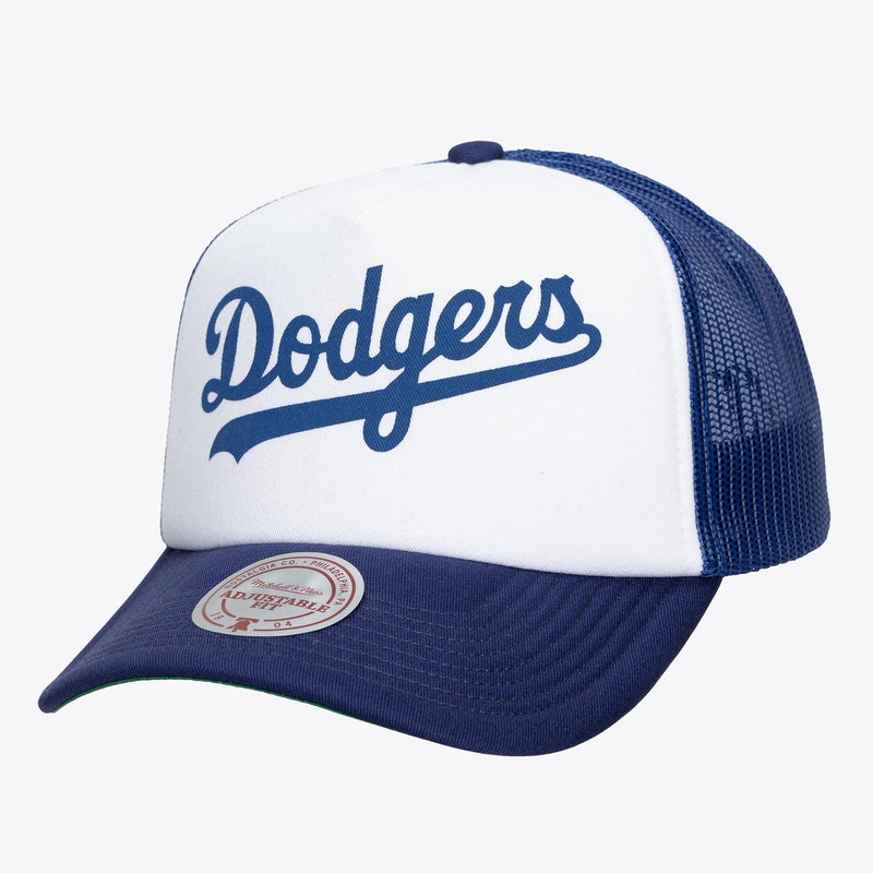 Mitchell & Ness Los Angeles Dodgers White/Royal Print It Trucker Adjustable Hat